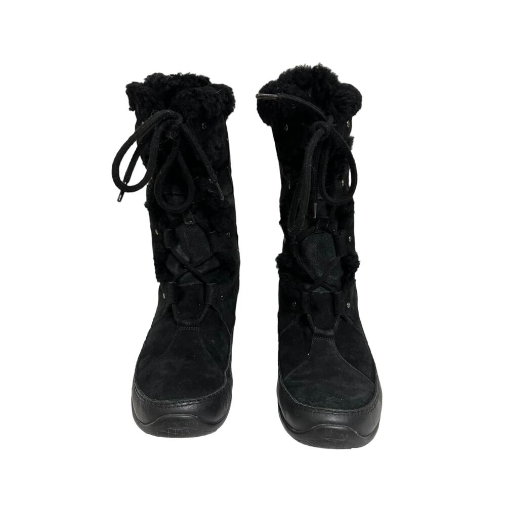 The North Face Primaloft Womens‎ Fur Leather Mid Lace Up Snow Boots Black SZ 8.5 - Picture 2 of 6